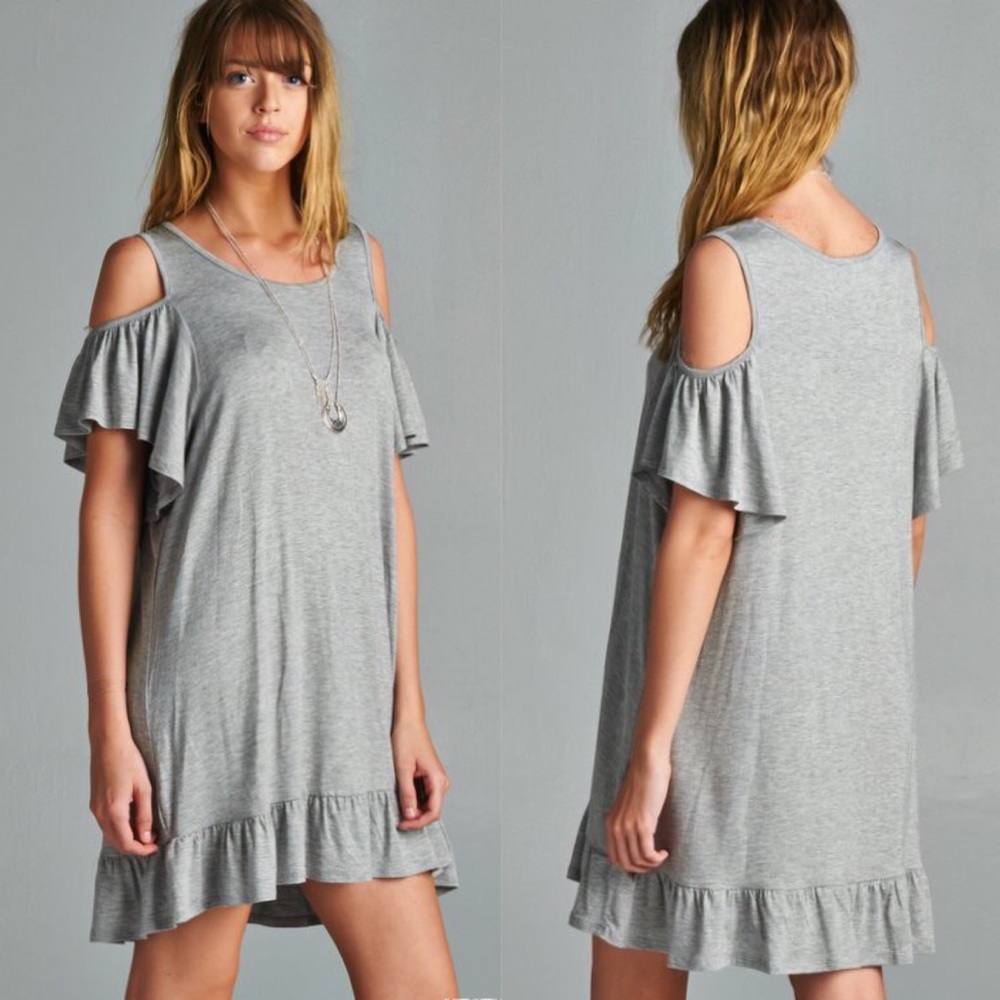 MILA ROSE Cold Shoulder Dress - H. GREY